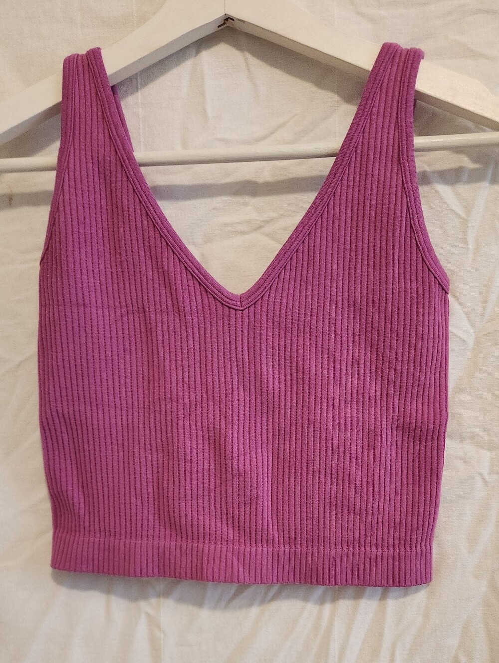 Free People Ribbed V-Neck Crop Tank - Purple Pink BOGO 3 for $15